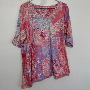 Gloria Vanderbilt Abstract Geometric Studded Shirt Size PXL